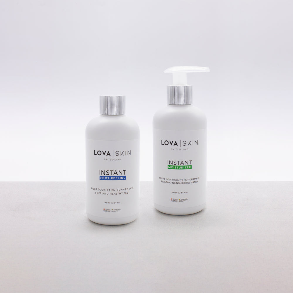 LOVASKIN COCOONING DUO XL - Instant Foot Peel 250 ml refill and Instant Moisturizer 250 ml pump